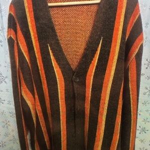 Striped Brown and Orange Men's Cardigan